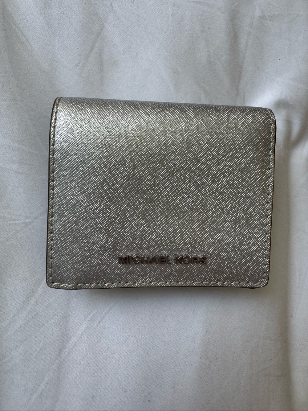 Michael Kors Silver Metallic Zip Wallet